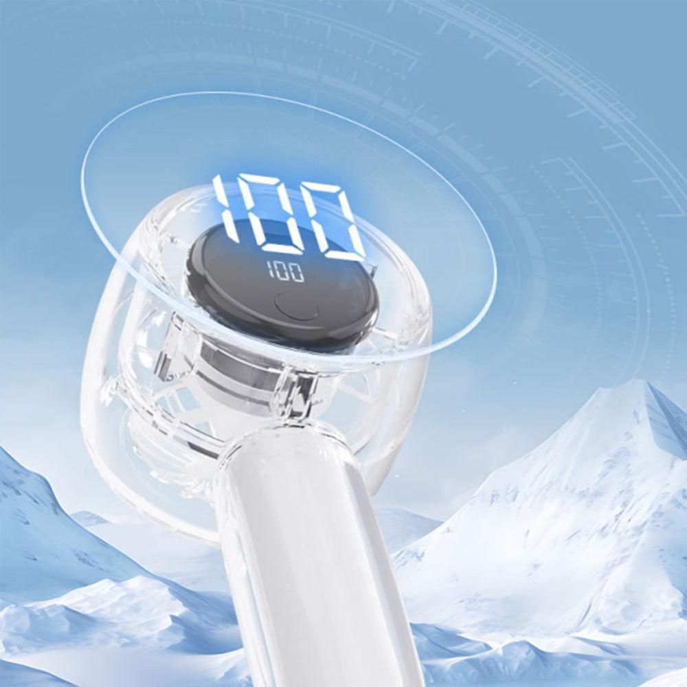 Mini Transparent Handheld Fan with LED Color Display and Rechargeable Battery White V1263-JX-7310-2