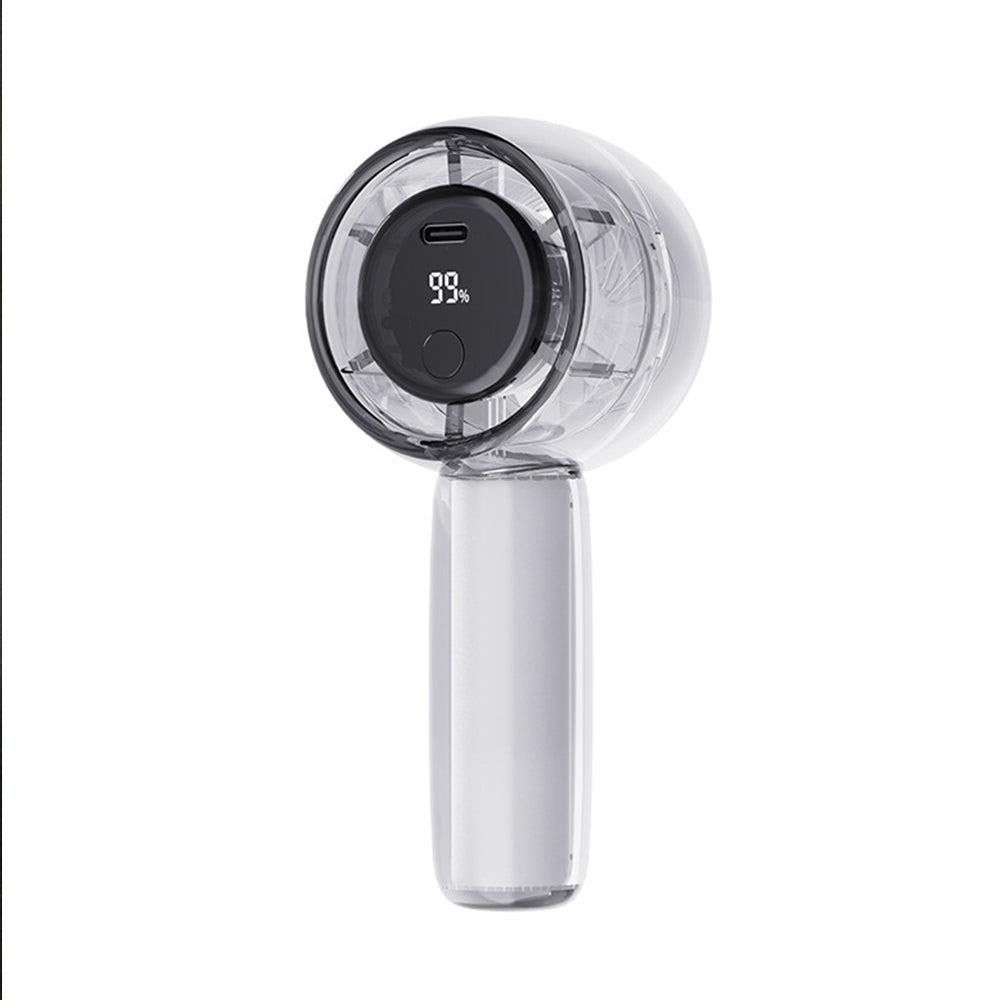 Mini Transparent Handheld Fan with LED Color Display and Rechargeable Battery White V1263-JX-7310-2
