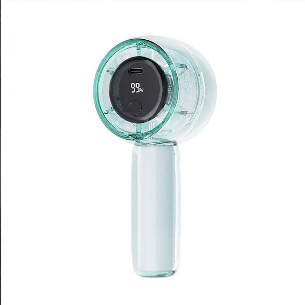 Mini Transparent Handheld Fan with LED Color Display and Rechargeable Battery White V1263-JX-7310-2