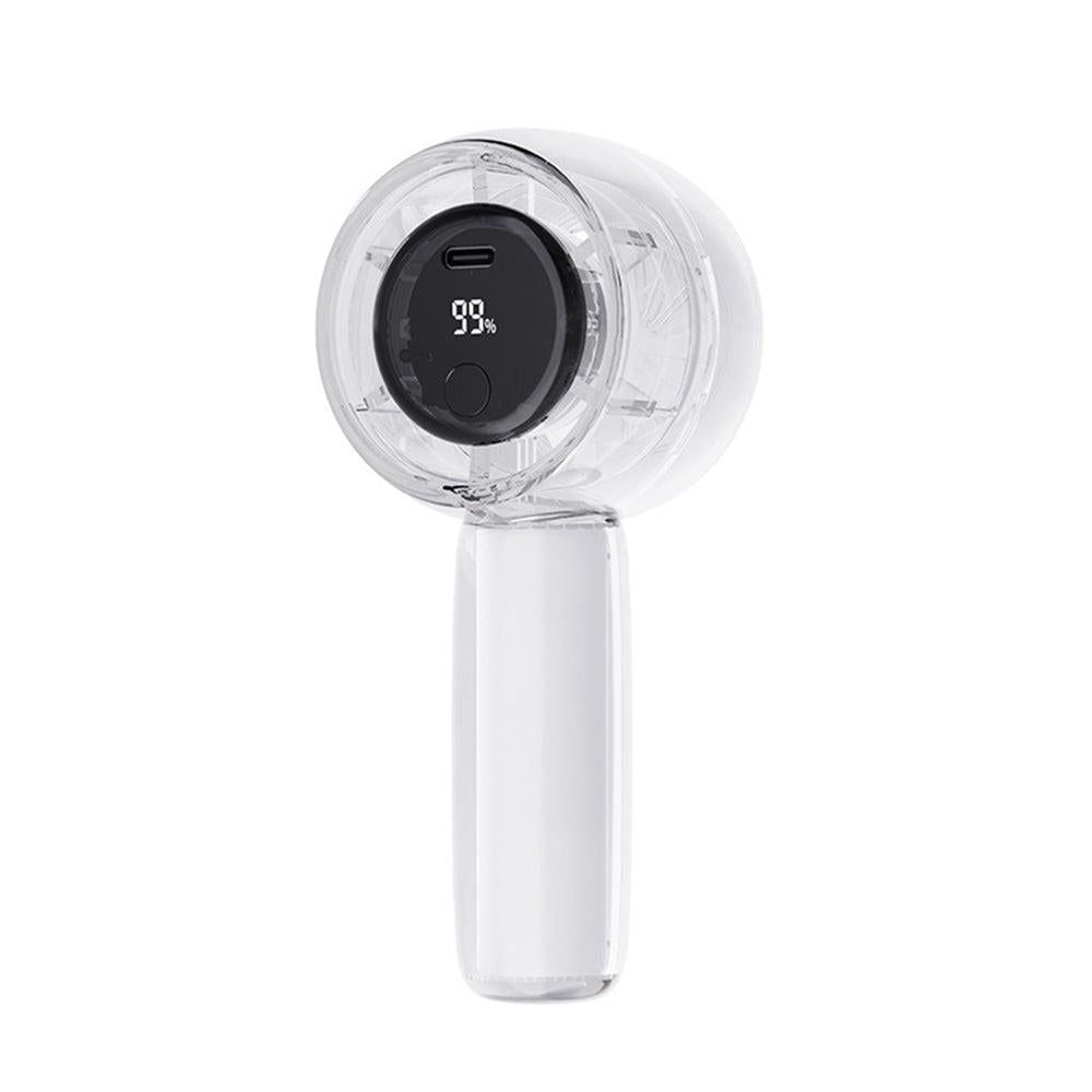 Mini Transparent Handheld Fan with LED Color Display and Rechargeable Battery Green V1263-JX-7310-3
