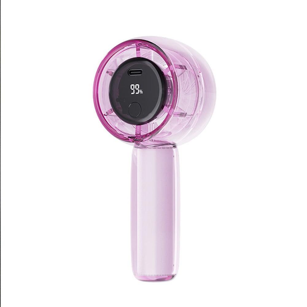 Mini Transparent Handheld Fan with LED Color Display and Rechargeable Battery Green V1263-JX-7310-3