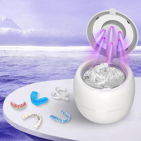 Ultrasonic Retainer Cleaner Machine 45kHz Ultrasonic Dentures Cleaner for Night Guards Braces Aligner White V1263-JX-7313-1