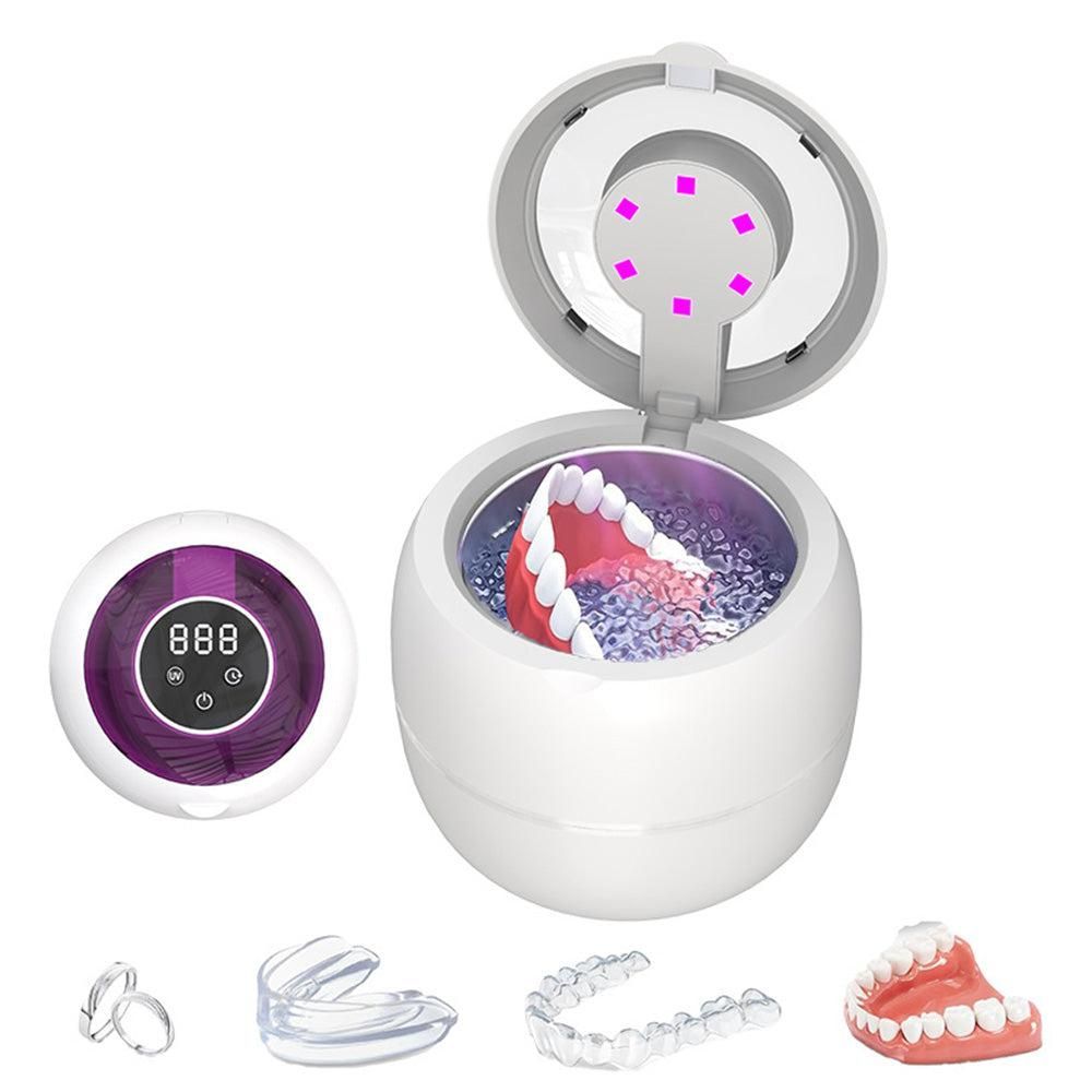 Ultrasonic Retainer Cleaner Machine 45kHz Ultrasonic Dentures Cleaner for Night Guards Braces Aligner White V1263-JX-7313-1