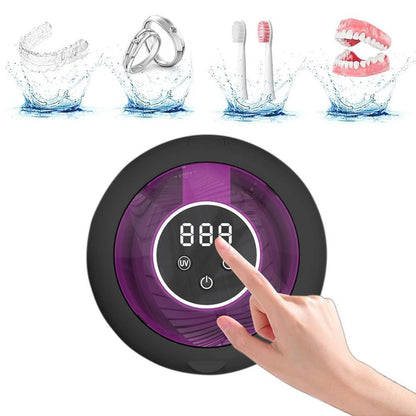 Ultrasonic Retainer Cleaner Machine 45kHz Ultrasonic Dentures Cleaner for Night Guards Braces Aligner Black V1263-JX-7313-2