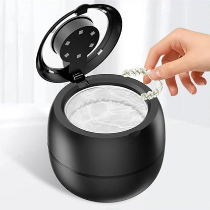 Ultrasonic Retainer Cleaner Machine 45kHz Ultrasonic Dentures Cleaner for Night Guards Braces Aligner Black V1263-JX-7313-2