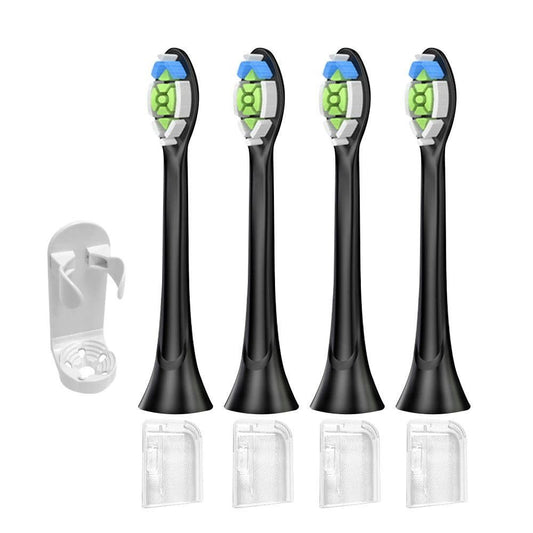 4Pcs Electric Toothbrush Replacement Heads Compatible with Philips HX3/HX6/HX9 Series Black V1263-JX-7321-1
