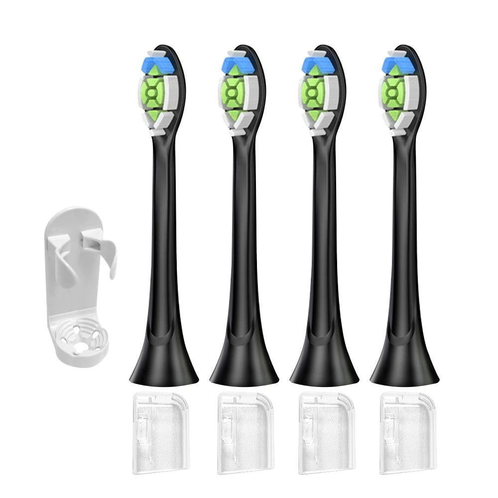 4Pcs Electric Toothbrush Replacement Heads Compatible with Philips HX3/HX6/HX9 Series Black V1263-JX-7321-1