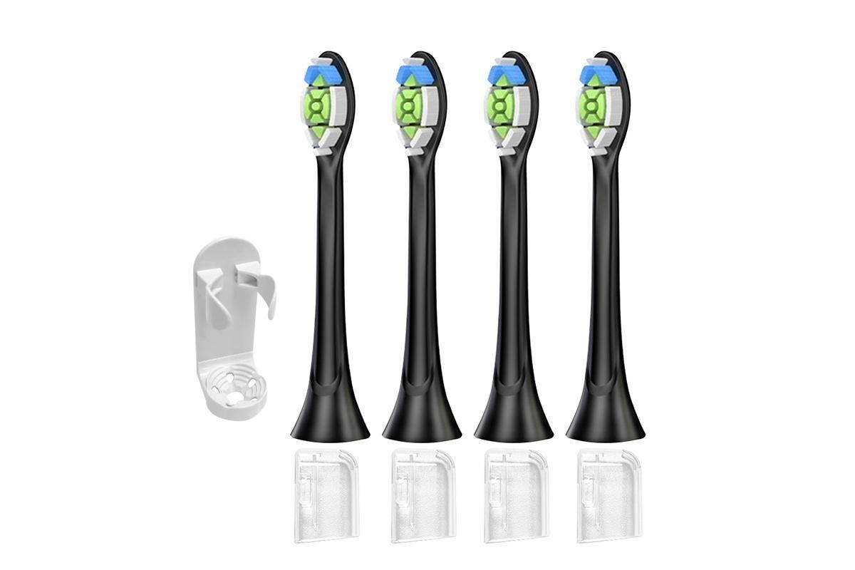 4Pcs Electric Toothbrush Replacement Heads Compatible with Philips HX3/HX6/HX9 Series Black V1263-JX-7321-1