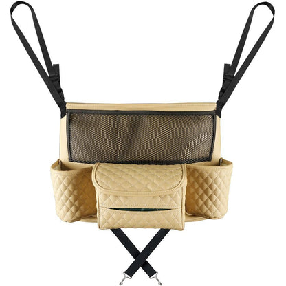 Car Handbag Purse Holder Between Seats Car Consoles Storage Bag Auto Seat Barrier-Beige V1263-JX-7323-2