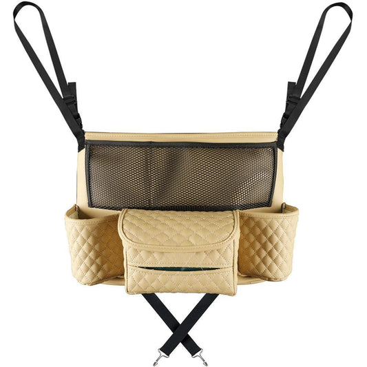 Car Handbag Purse Holder Between Seats Car Consoles Storage Bag Auto Seat Barrier-Beige V1263-JX-7323-2