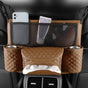 Car Handbag Purse Holder Between Seats Car Consoles Storage Bag Auto Seat Barrier-Brown V1263-JX-7323-3