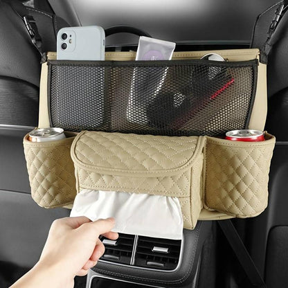 Car Handbag Purse Holder Between Seats Car Consoles Storage Bag Auto Seat Barrier-Brown V1263-JX-7323-3