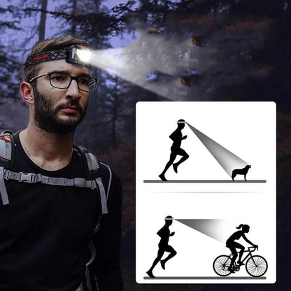 Motion Sensor LED Headlamp Rechargeable Flashlight for Camping Running Fishing Cycling V1263-JX-7325