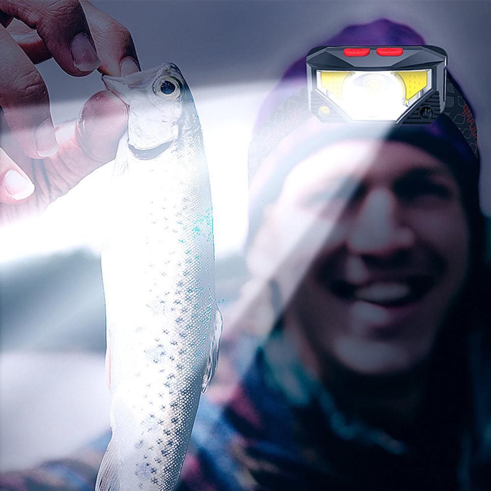 Motion Sensor LED Headlamp Rechargeable Flashlight for Camping Running Fishing Cycling V1263-JX-7325