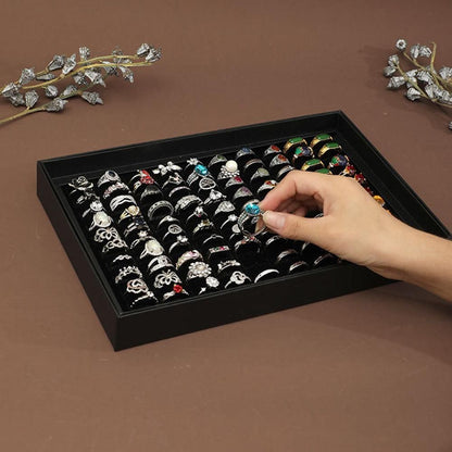 100 Slots Jewelry Ring Display Organizer Tray Case V1263-JX-7328