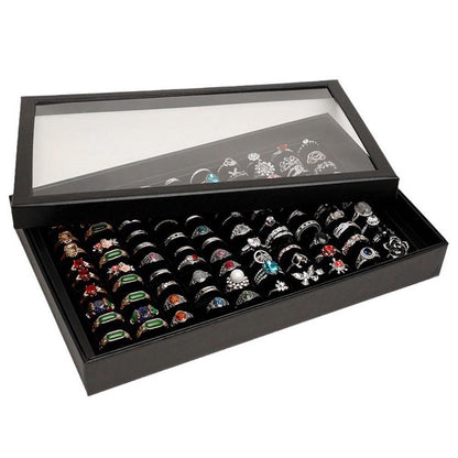 100 Slots Jewelry Ring Display Organizer Tray Case V1263-JX-7328