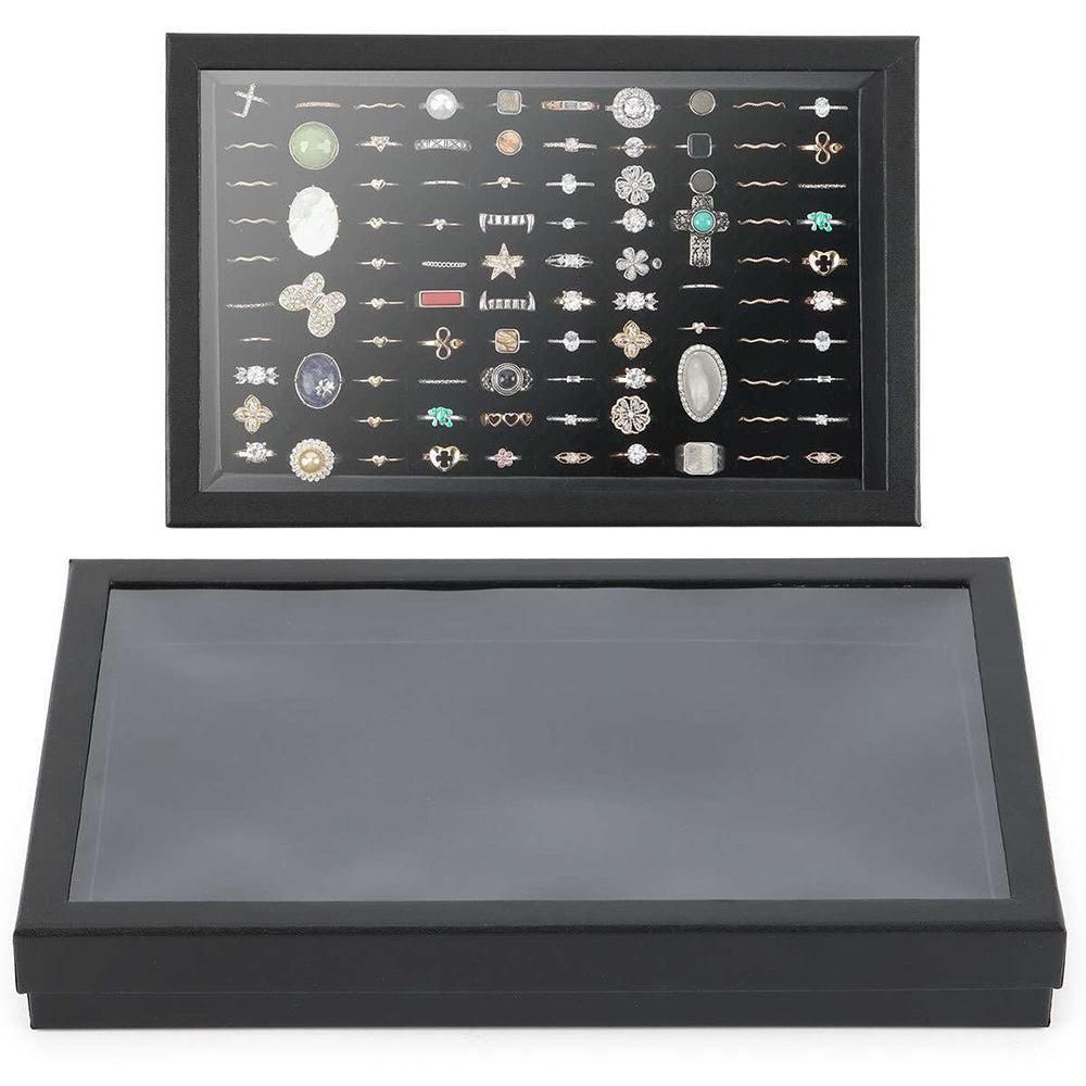 100 Slots Jewelry Ring Display Organizer Tray Case V1263-JX-7328