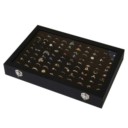 100 Slots Jewelry Ring Display Organizer Tray Case V1263-JX-7328