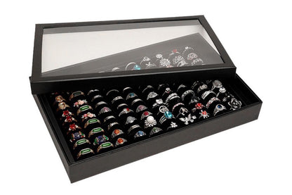 100 Slots Jewelry Ring Display Organizer Tray Case V1263-JX-7328