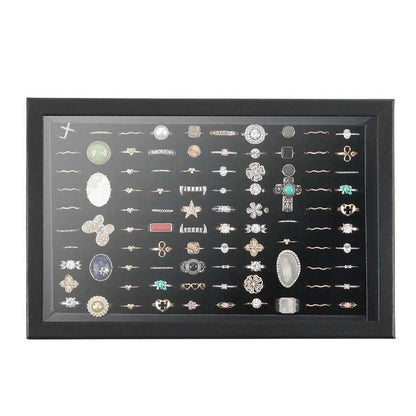 100 Slots Jewelry Ring Display Organizer Tray Case V1263-JX-7328