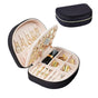 Portable Double Layer Jewelry Organizer Box PU Leather Jewelry Storage Case Black V1263-JX-7329-3