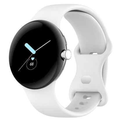 For Google Pixel Watch 1 / 2 Soft Replacement Strap Silicone Sport Watch Band White - S V1263-JX-7338-1