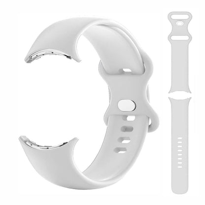 For Google Pixel Watch 1 / 2 Soft Replacement Strap Silicone Sport Watch Band White - S V1263-JX-7338-1