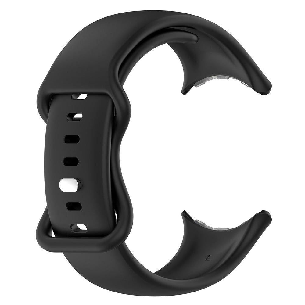 For Google Pixel Watch 1 / 2 Soft Replacement Strap Silicone Sport Watch Band Black - L V1263-JX-7339-2