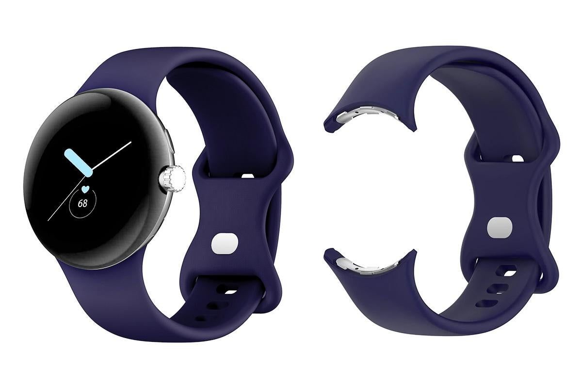 For Google Pixel Watch 1 / 2 Soft Replacement Strap Silicone Sport Watch Band Blue - S V1263-JX-7340-1
