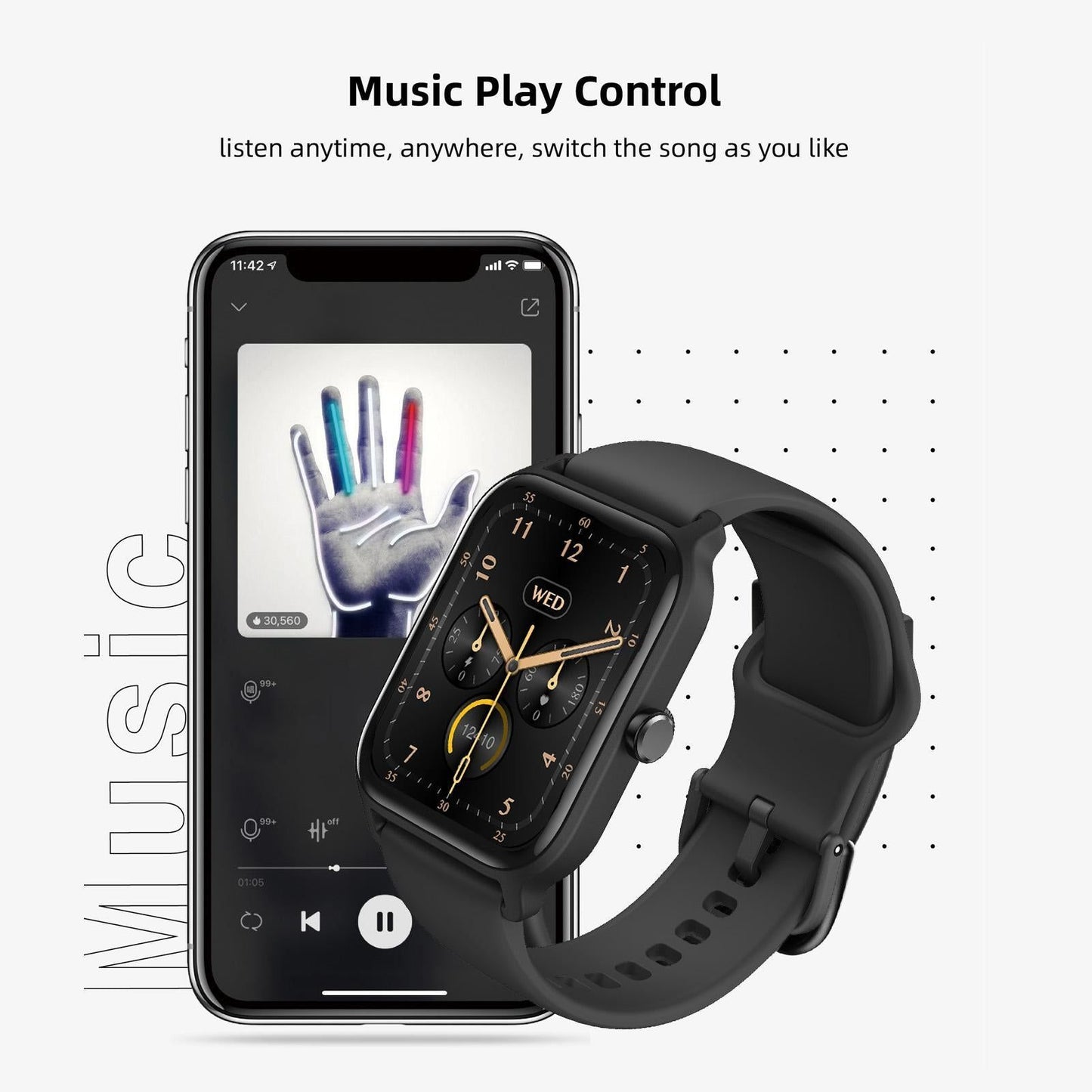 1.8inch Smart Watch IP68 BT5.3 for Android iOS with Heart Rate Monitoring Exercise Records 1pc(Blue) V1263-JX-7347-2
