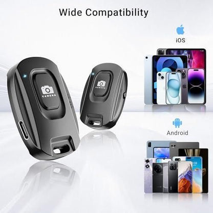 1 Pair Black Bluetooth Mobile Phone Camera Remote Control Rechargeable Shutter V1263-JX-7348