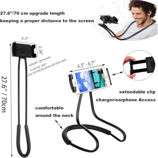 70cm 360 degreesRotating Neck Phone Holder Universal Clip for Phone Tablet Black V1263-JX-7349