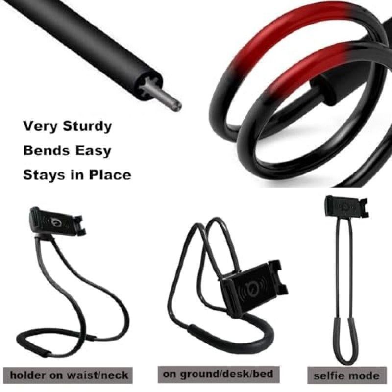 70cm 360 degreesRotating Neck Phone Holder Universal Clip for Phone Tablet Black V1263-JX-7349
