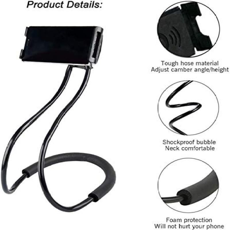 70cm 360 degreesRotating Neck Phone Holder Universal Clip for Phone Tablet Black V1263-JX-7349