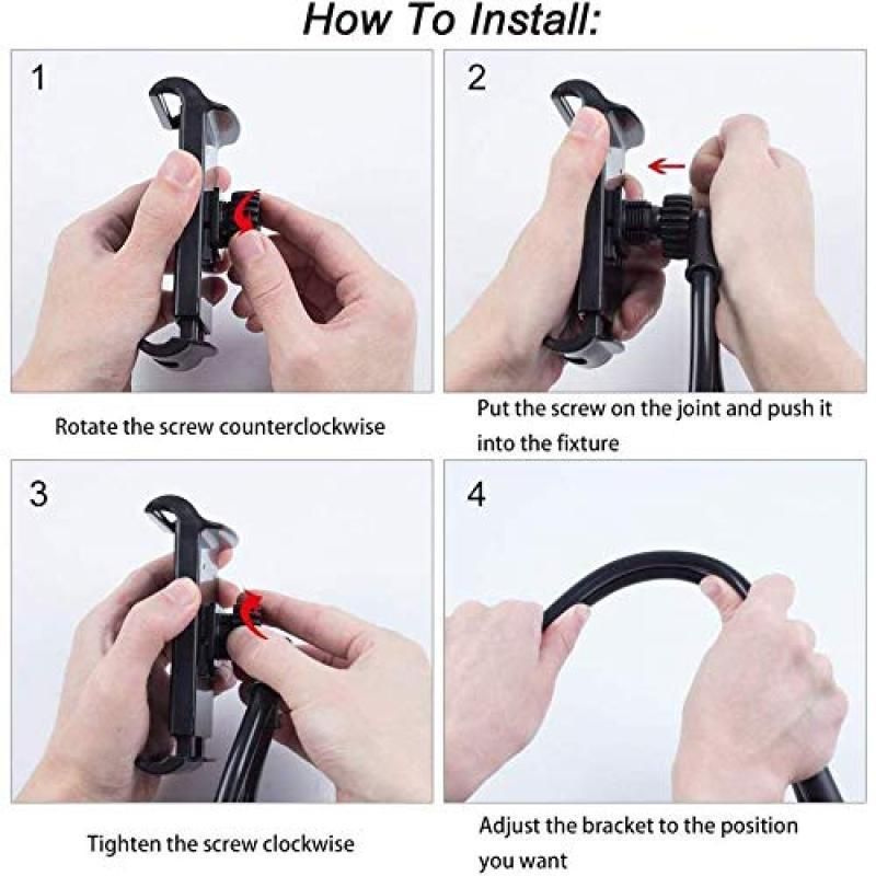 70cm 360 degreesRotating Neck Phone Holder Universal Clip for Phone Tablet Black V1263-JX-7349