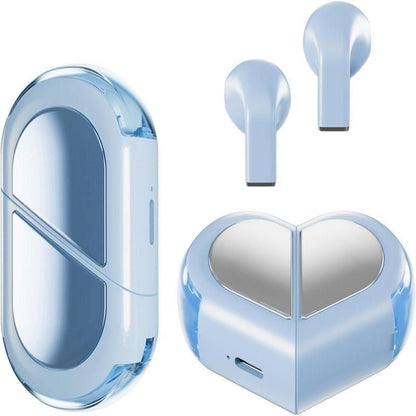 K520 deformable cute heart-shaped bluetooth headset tws compact stereo - blue V1263-JX-7350-2