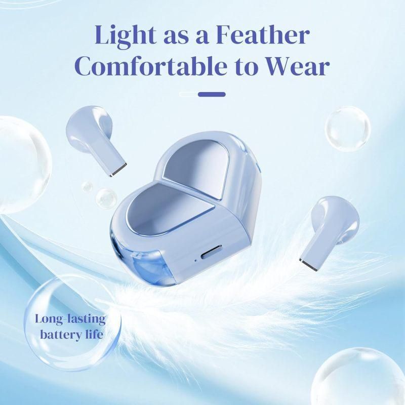 K520 deformable cute heart-shaped bluetooth headset tws compact stereo - blue V1263-JX-7350-2