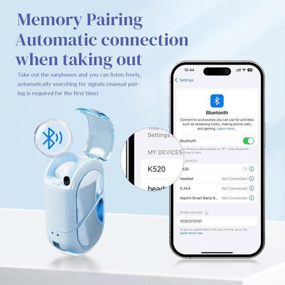 K520 deformable cute heart-shaped bluetooth headset tws compact stereo - blue V1263-JX-7350-2
