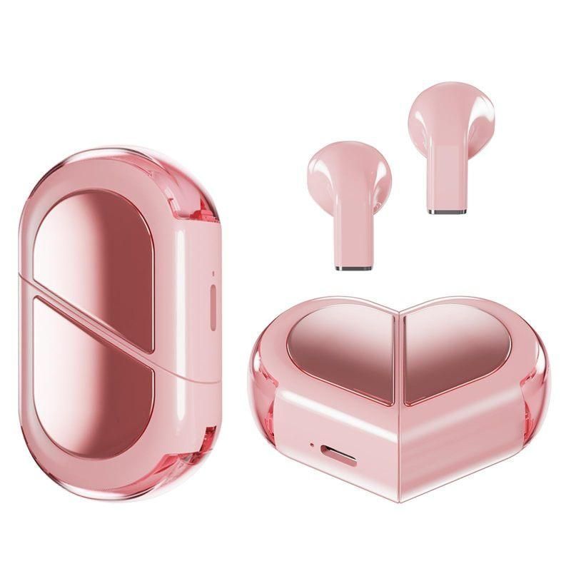 K520 deformable cute heart-shaped bluetooth headset tws compact stereo - pink V1263-JX-7350-3