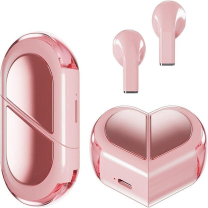 K520 deformable cute heart-shaped bluetooth headset tws compact stereo - pink V1263-JX-7350-3