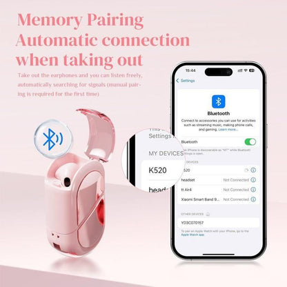 K520 deformable cute heart-shaped bluetooth headset tws compact stereo - pink V1263-JX-7350-3