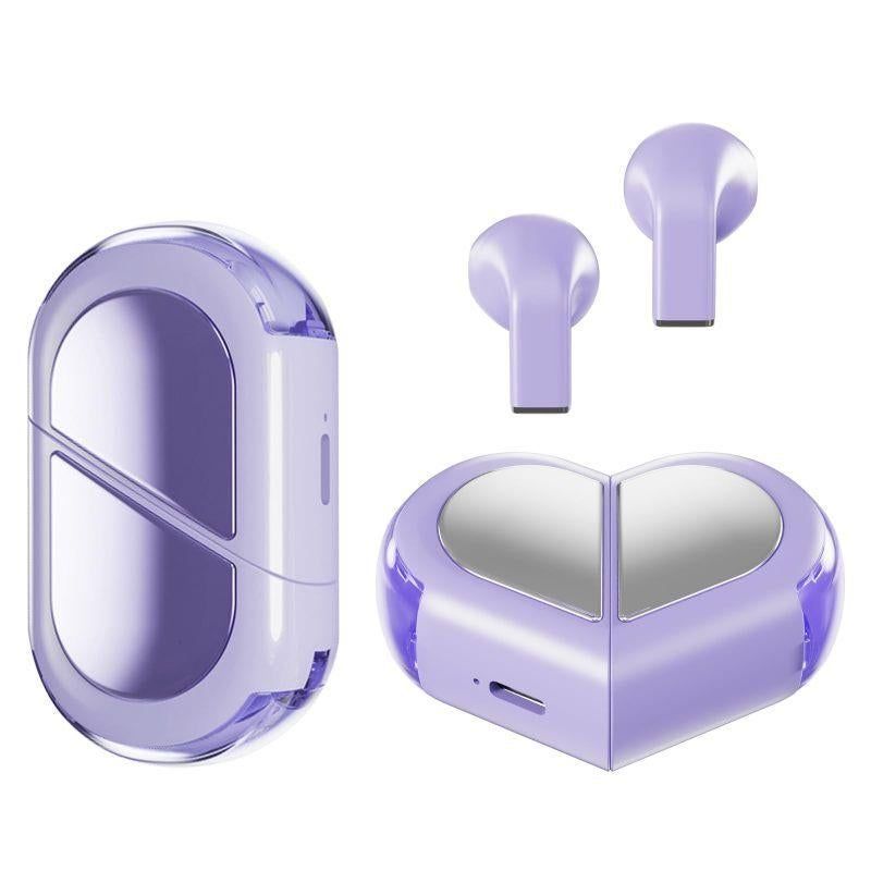 K520 deformable cute heart-shaped bluetooth headset tws compact stereo - pink V1263-JX-7350-3