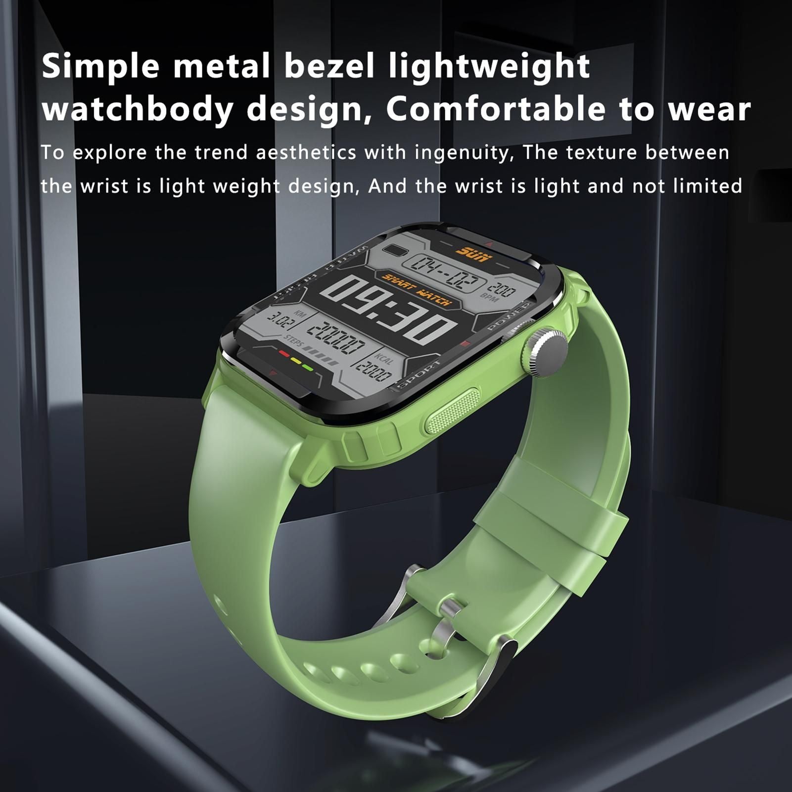 Smart Watch 1.85 inch Square Screen IP67 45*39mm 1pc (Green) V1263-JX-7352-2