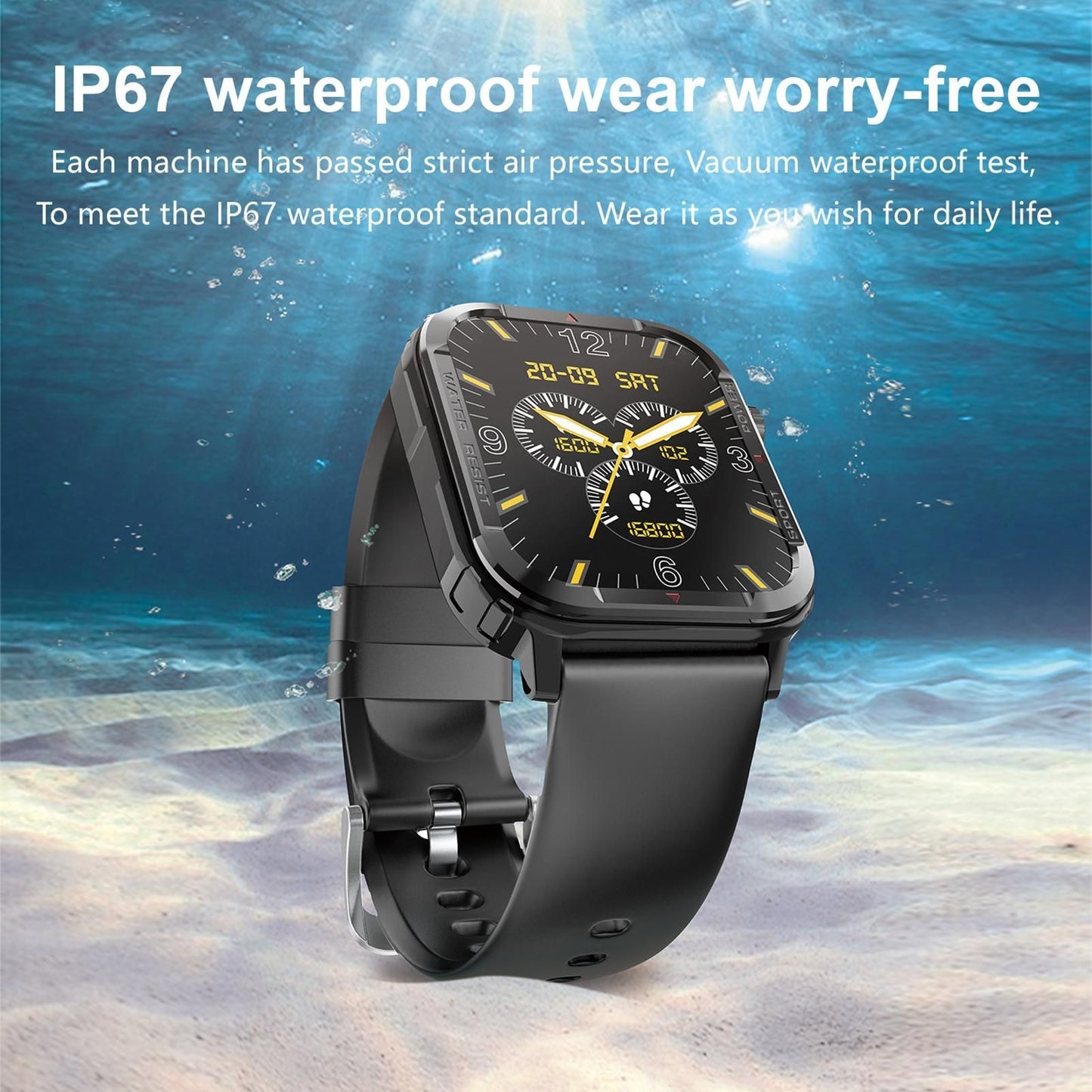 Smart Watch 1.85 inch Square Screen IP67 45*39mm 1pc (Green) V1263-JX-7352-2