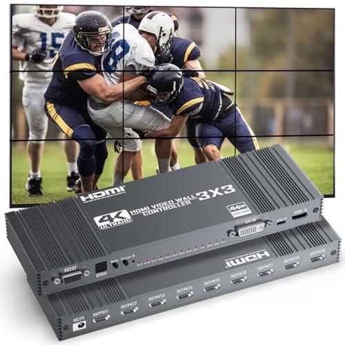 4K Video Wall Controller 3x3 Setup HDMI Processor 9 Outputs 17 Stitching Modes 1pc V1263-JX-7355