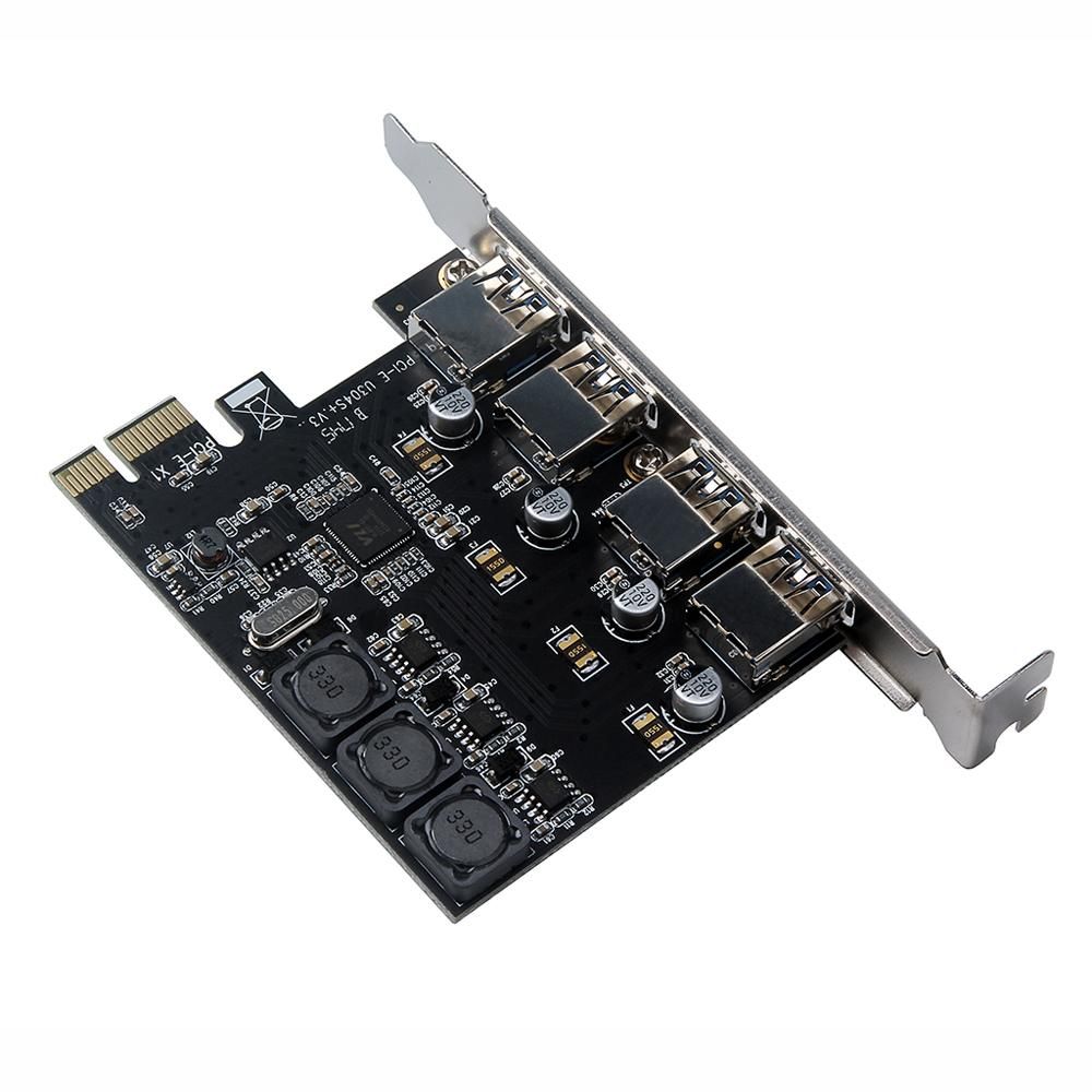 Four Ports USB 3.0 Super Fast 5Gbps PCI-E Expansion Card PCI Express Adapter Converter Card 6A Power Supply V1263-JX-7357