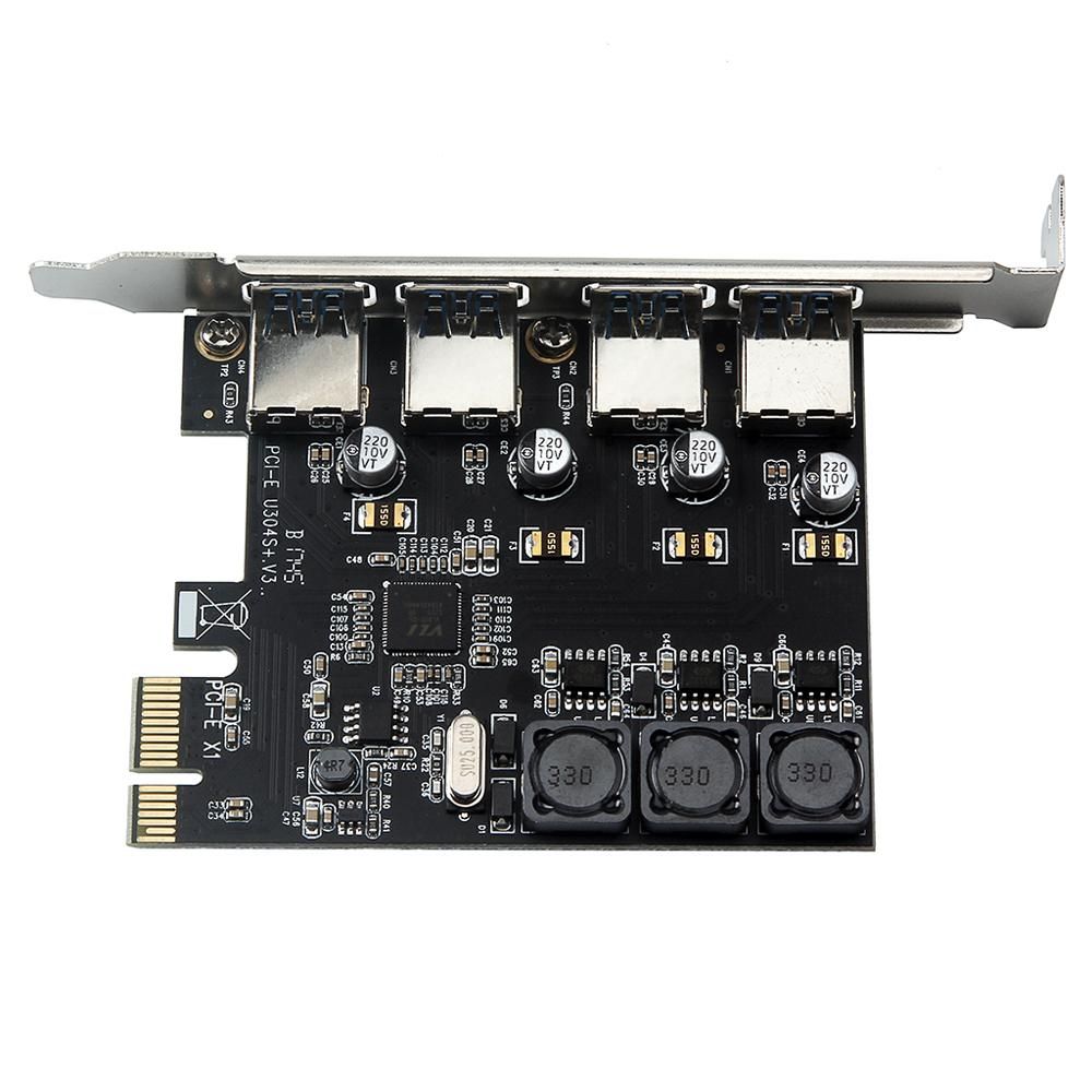 Four Ports USB 3.0 Super Fast 5Gbps PCI-E Expansion Card PCI Express Adapter Converter Card 6A Power Supply V1263-JX-7357