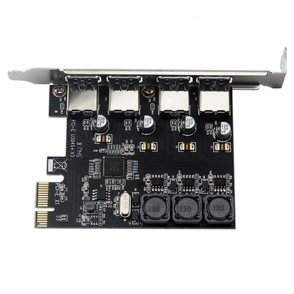Four Ports USB 3.0 Super Fast 5Gbps PCI-E Expansion Card PCI Express Adapter Converter Card 6A Power Supply V1263-JX-7357
