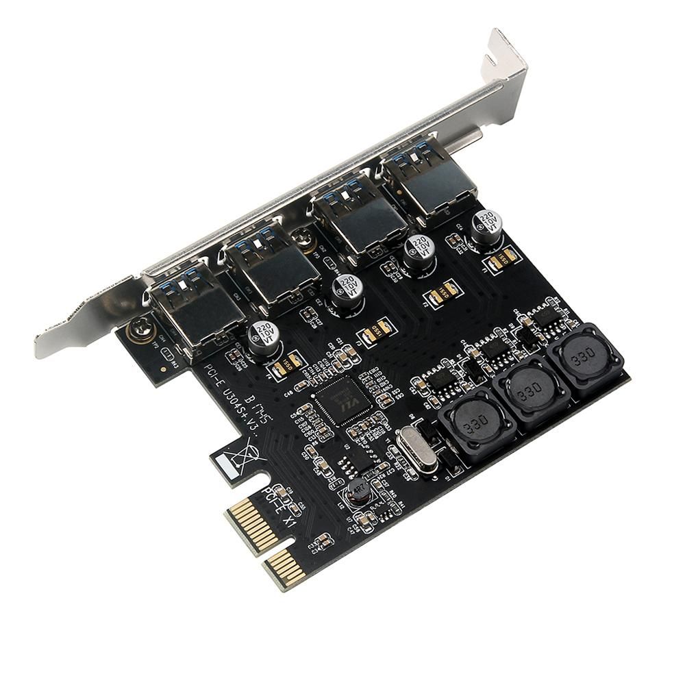 Four Ports USB 3.0 Super Fast 5Gbps PCI-E Expansion Card PCI Express Adapter Converter Card 6A Power Supply V1263-JX-7357