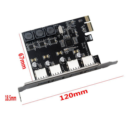 Four Ports USB 3.0 Super Fast 5Gbps PCI-E Expansion Card PCI Express Adapter Converter Card 6A Power Supply V1263-JX-7357